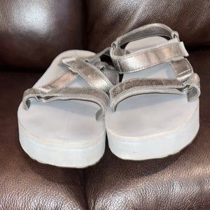 Gray and silver sparkly tevas
